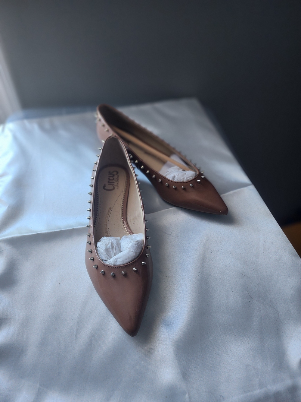 Circus by Sam Edelman Brown Pointed-Toe Studded Flats
